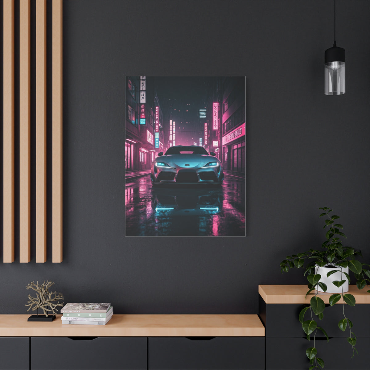 Toyota Supra Mk5 Cyberpunk Street Reflections Wall Art & Canvas Prints