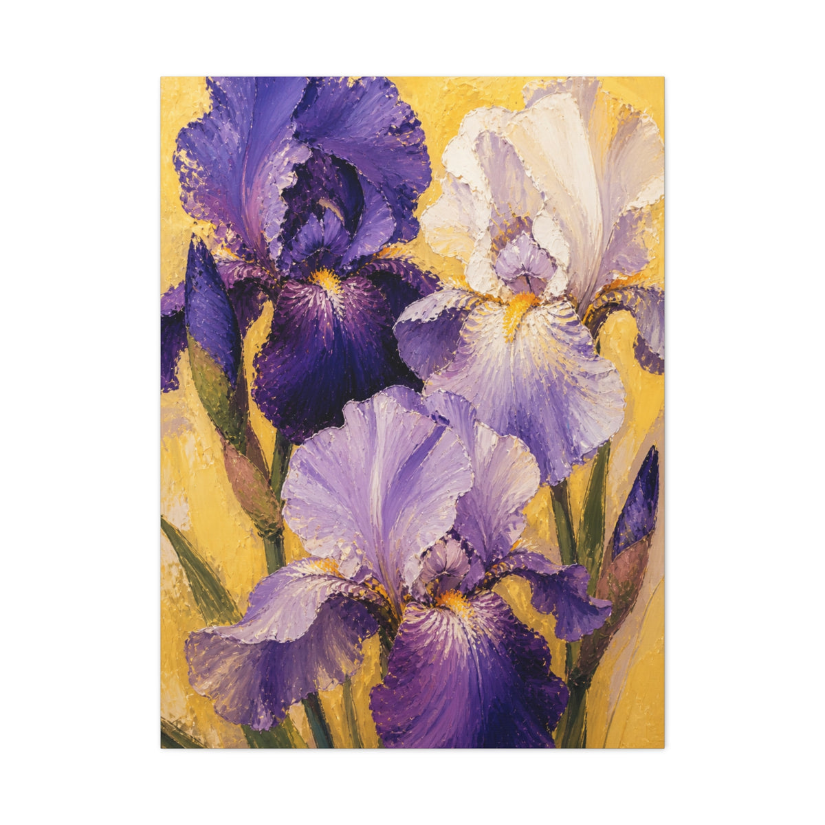 Iris Floral Impasto Painting Wall Art & Canvas Print