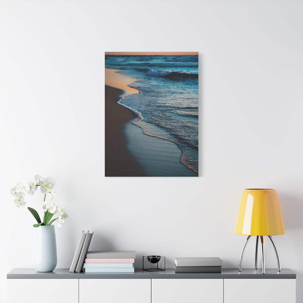 Gentle Sunset Waves on Quiet Shoreline Wall Art & Canvas Print