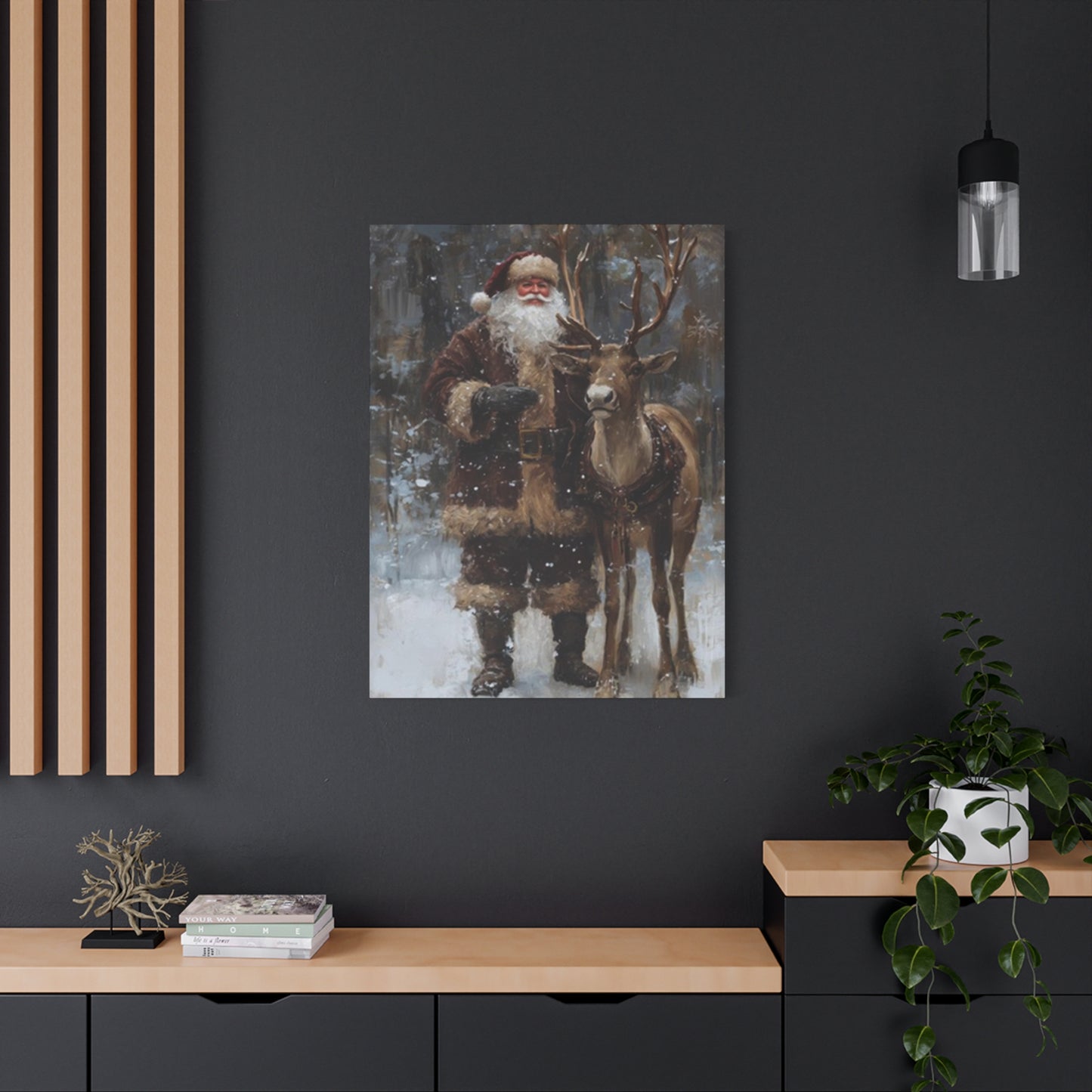 Santa Claus And Reindeer Photo Wall Art & Canvas Prints