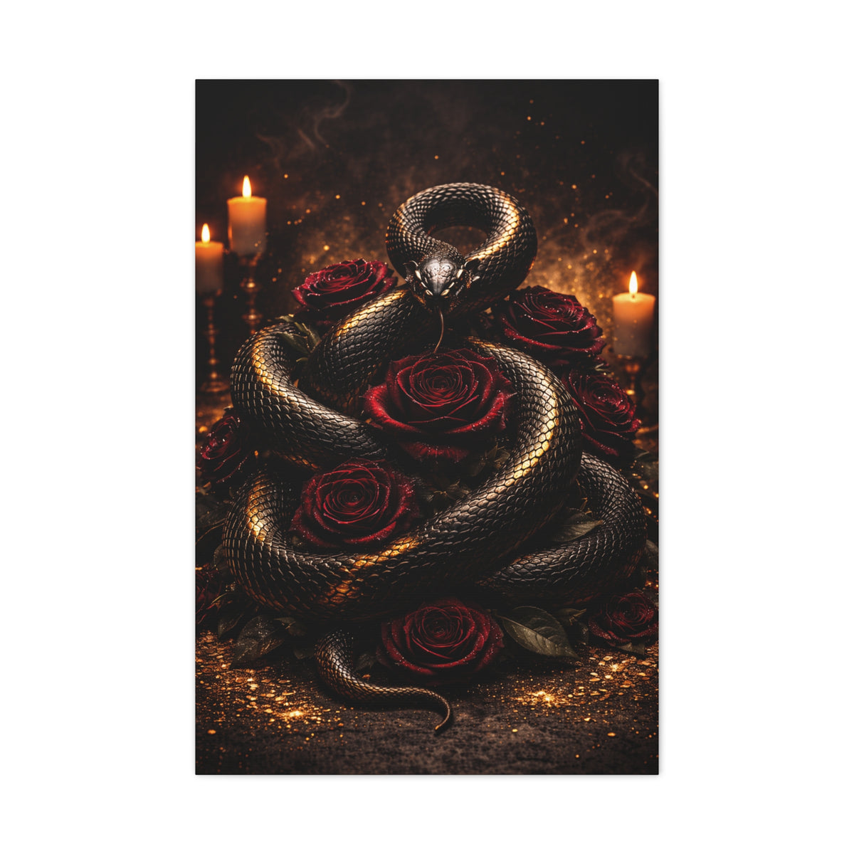 Black Serpent Crimson Rose Gold Wall Art & Canvas Print