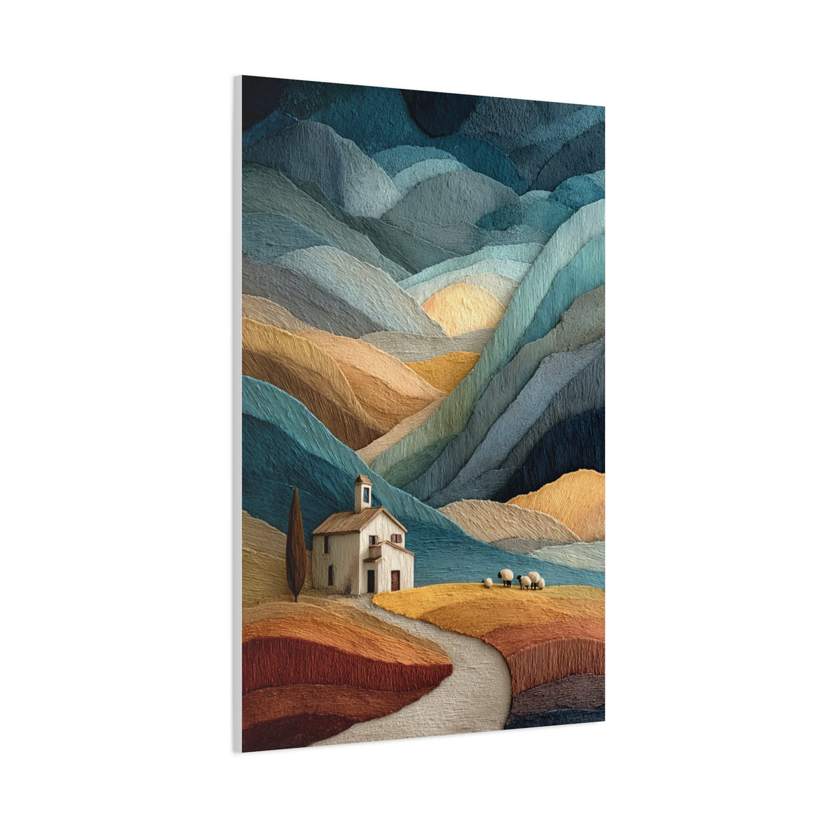 Abstract Farmhouse Landscape Composition Wall Art & Canvas Print