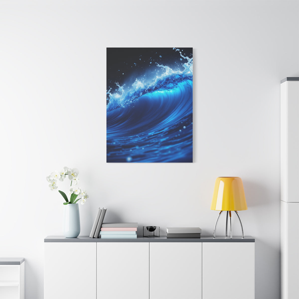 Powerful Ocean Wave in Electric Blue Motion Wall Art & Canvas Prints