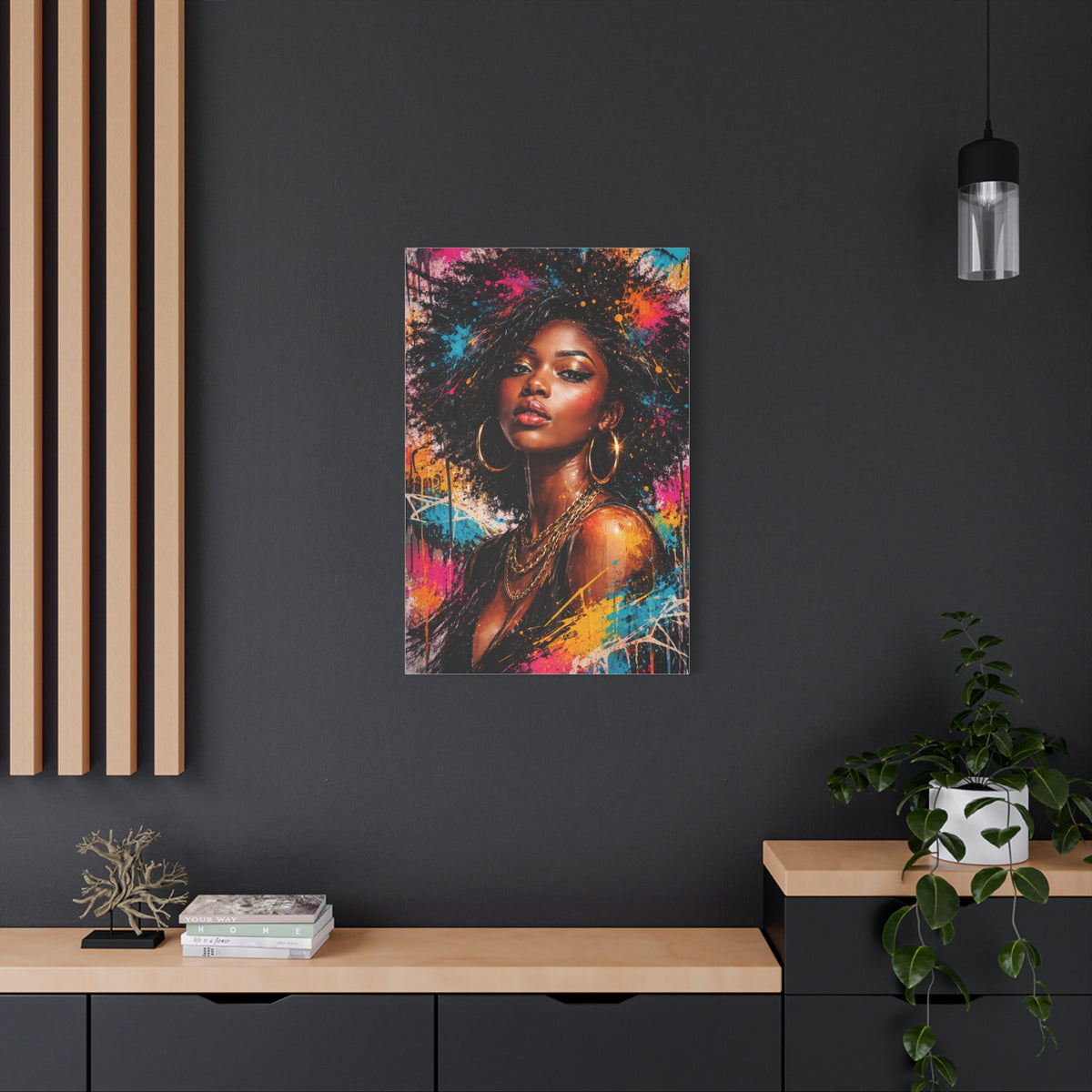 Afrocentric Graffiti-Style Portrait Wall Art & Canvas Print