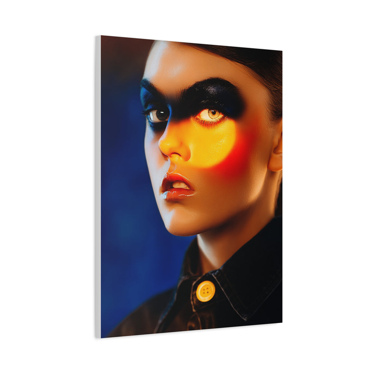 High Fashion Editorial Neon Shadow Portrait Wall Art & Canvas Print
