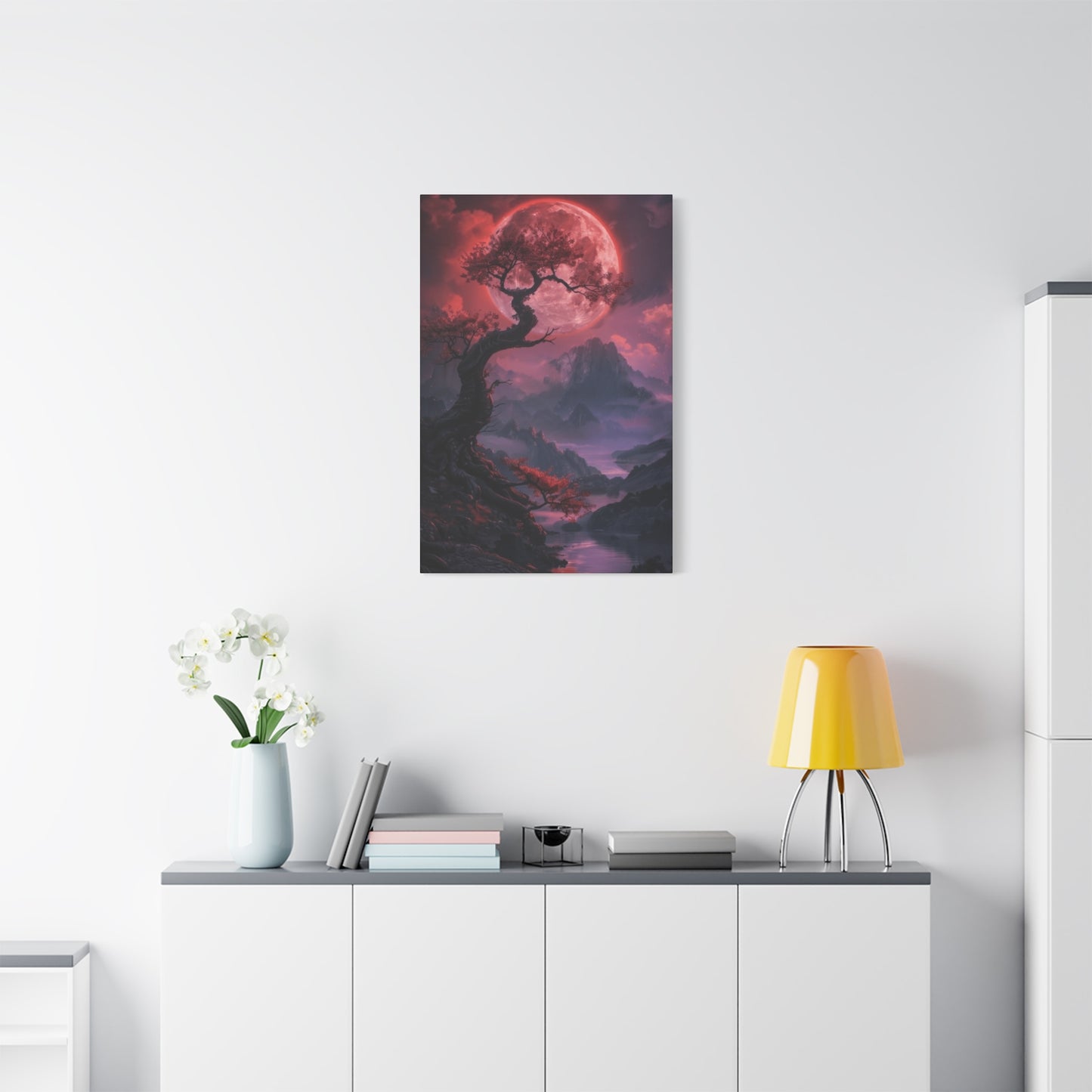 Red Moon and Tree Wall Art & Canvas Prints
