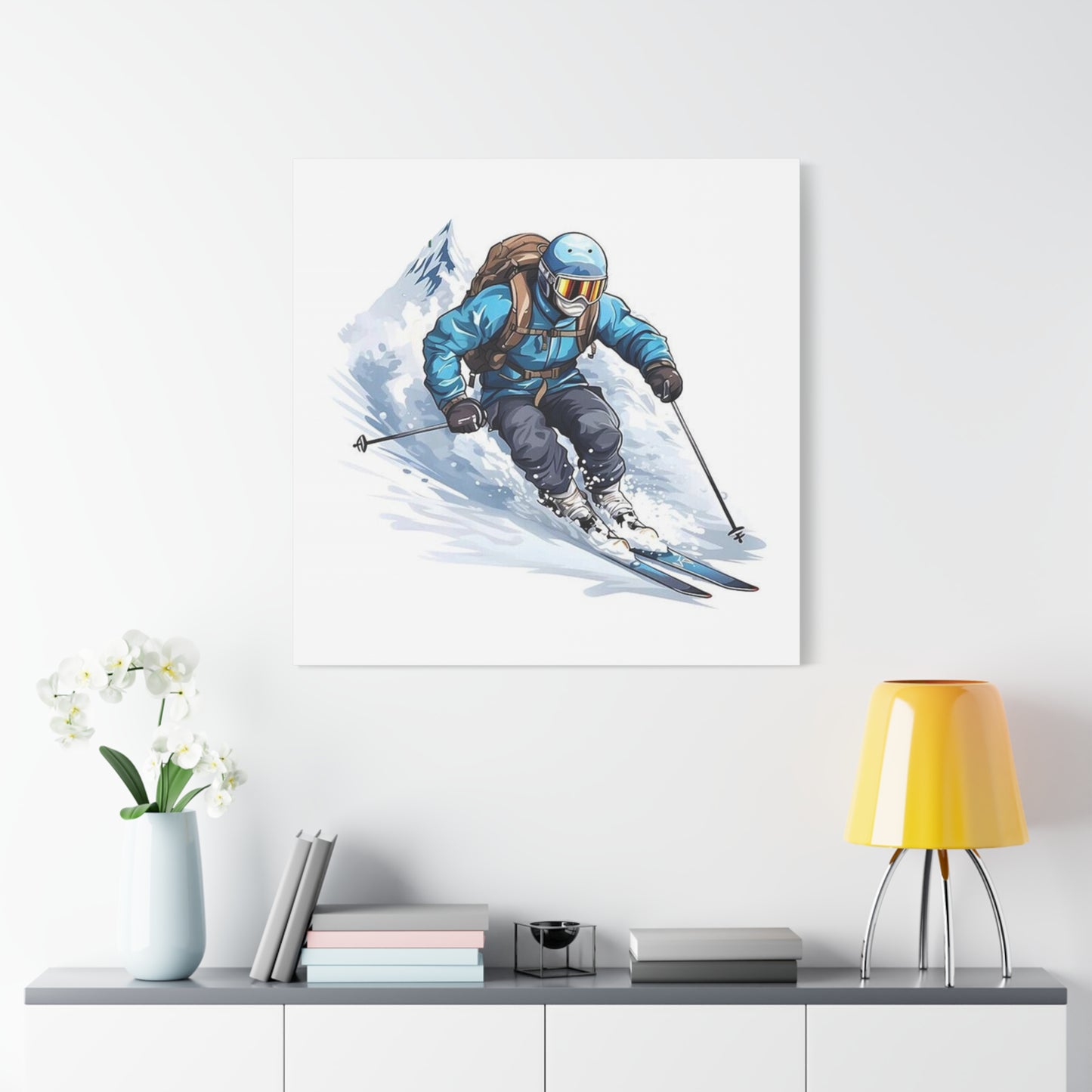 Skiing Drawing Wall Art & Canvas Prints