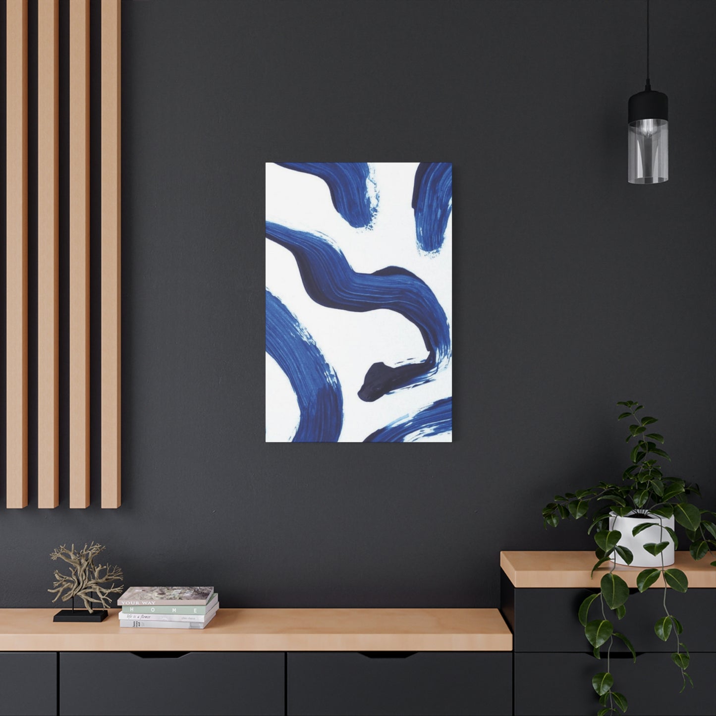 Navy Blue Paint Strokes Wall Art & Canvas Prints