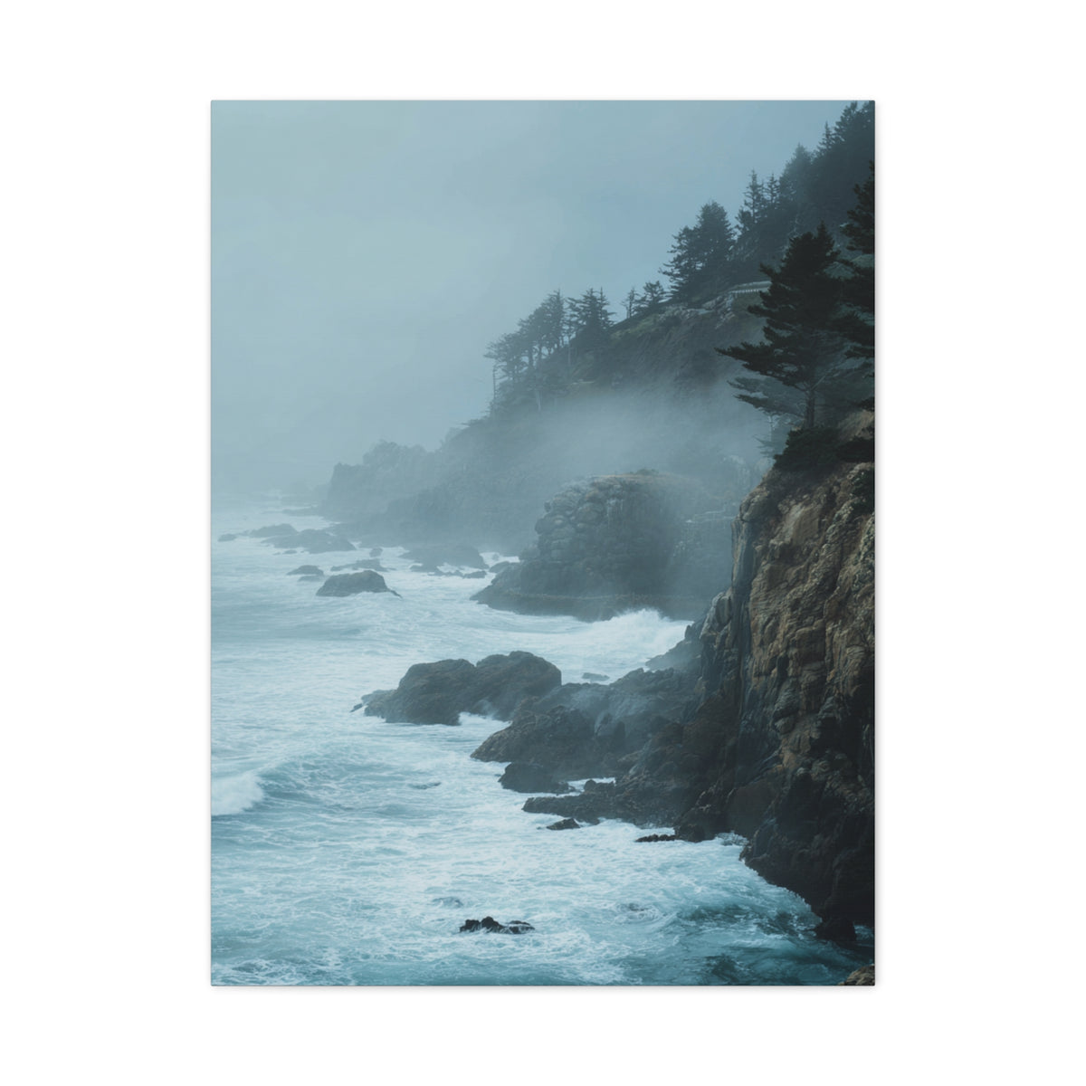 Foggy Coastal Cliffs on Quiet Morning Wall Art & Canvas Print