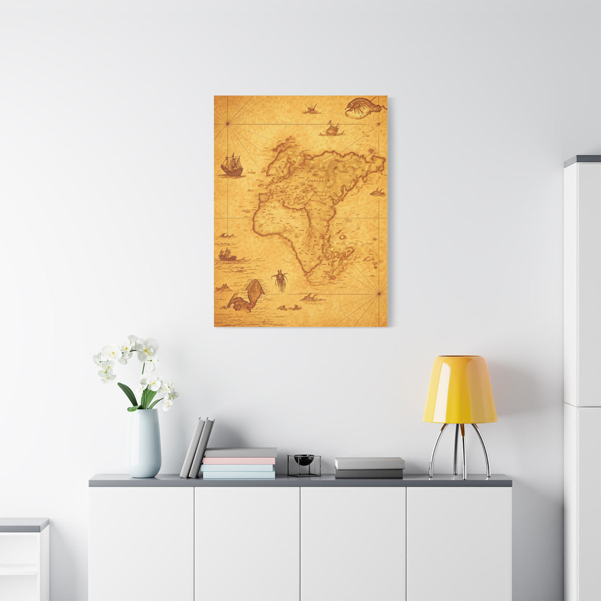 Sepia Explorer’s World Map Poster Wall Art & Canvas Prints