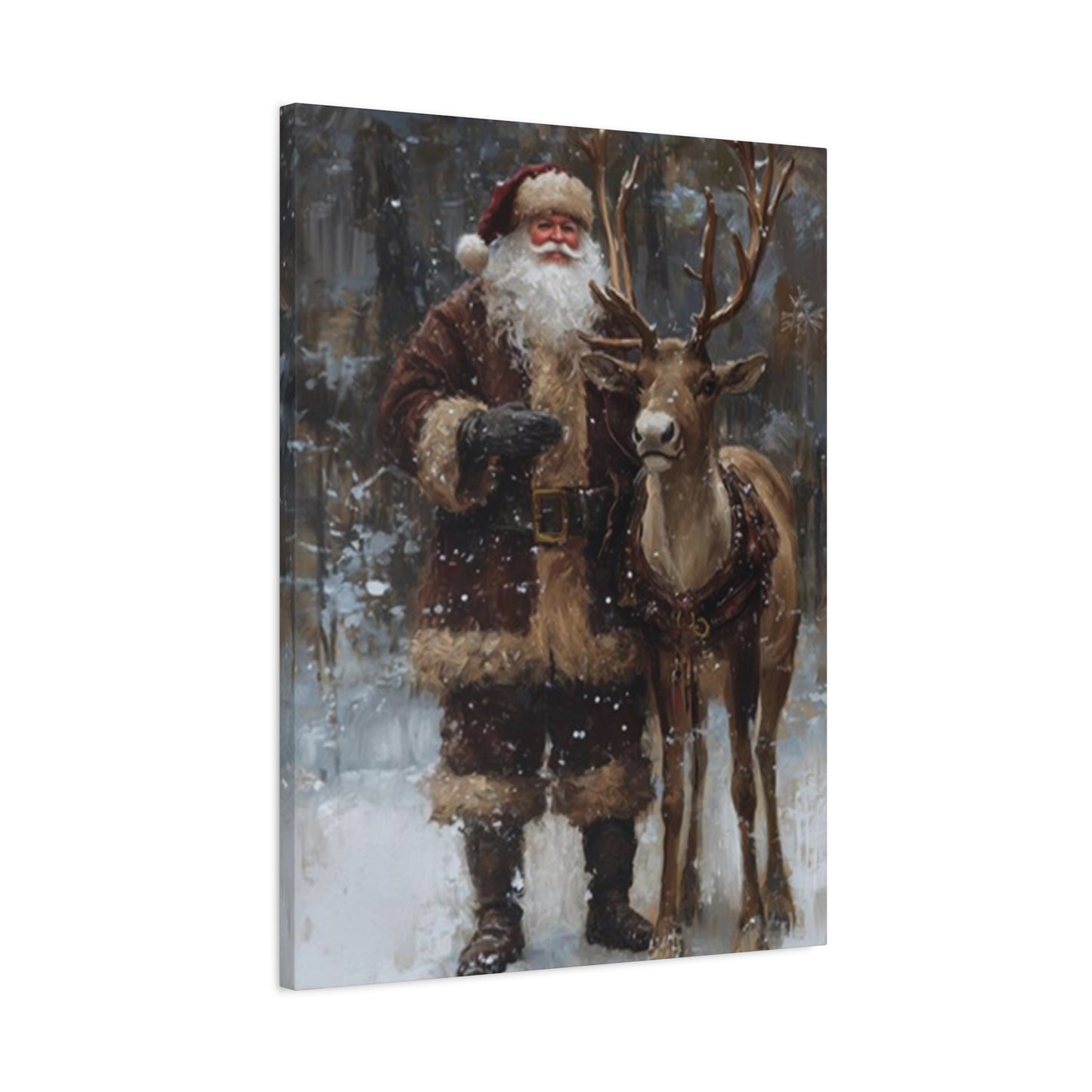 Santa Claus And Reindeer Photo Wall Art & Canvas Prints