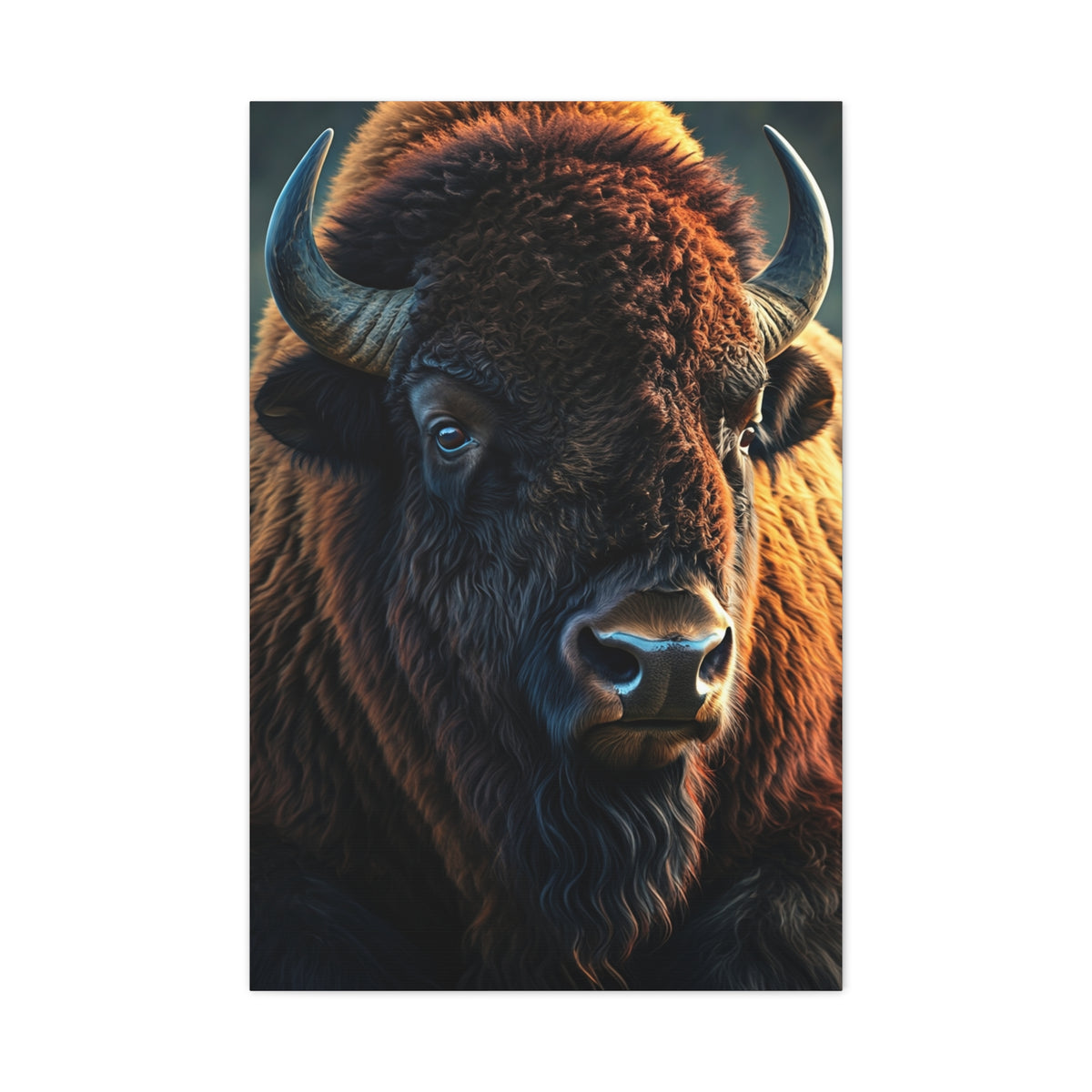 Cinematic Three-Quarter Angle American Bison Portrait Wall Art & Canvas Print