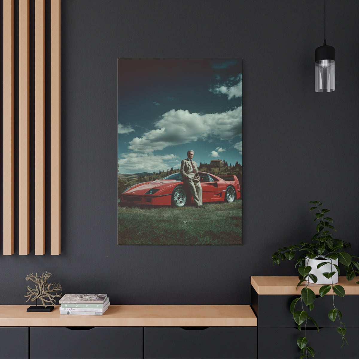 Enzo Ferrari Standing Beside the Ferrari F40 (1987) Wall Art & Canvas Print