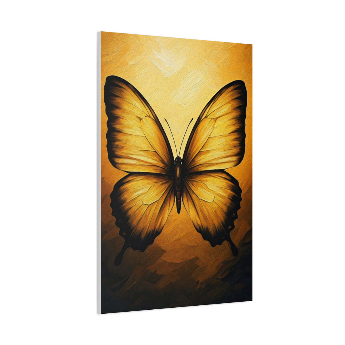 Golden Minimal Butterfly Silhouette Wall Art & Canvas Prints