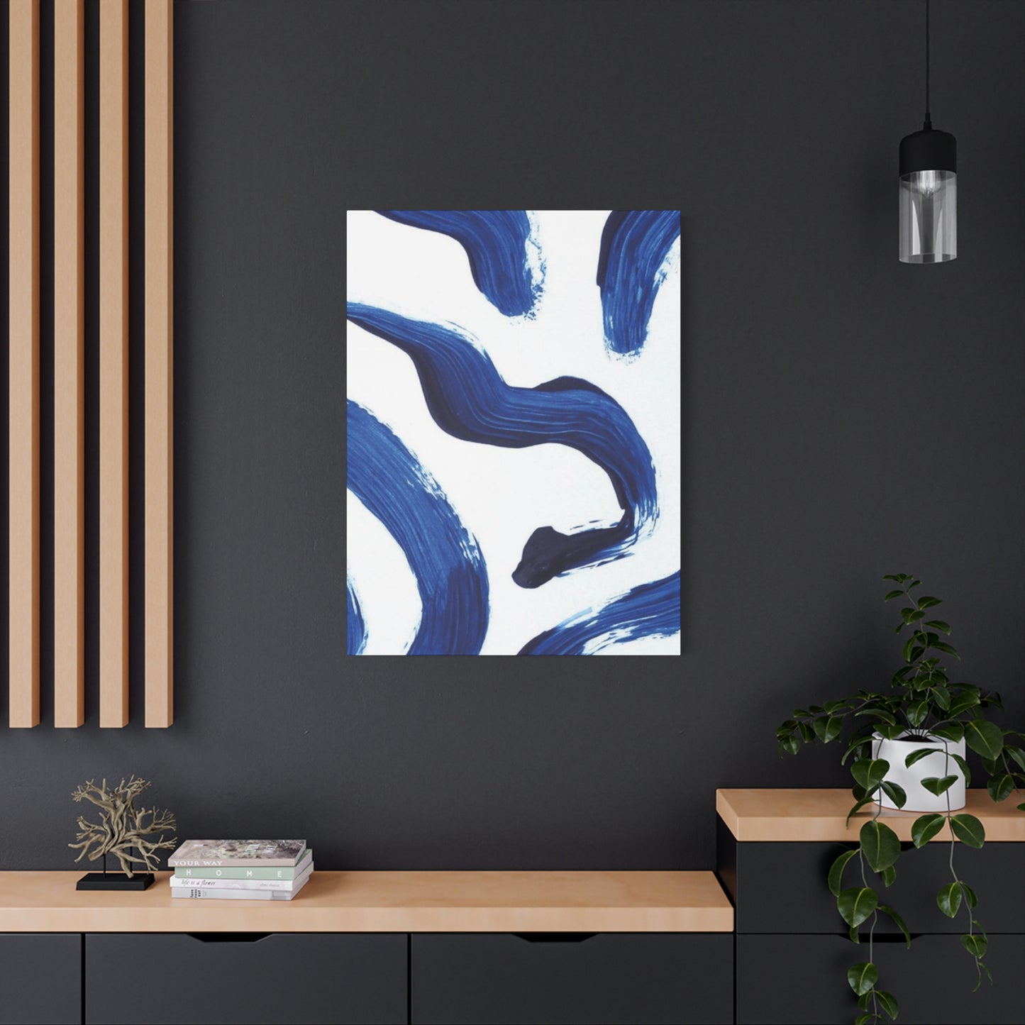 Navy Blue Paint Strokes Wall Art & Canvas Prints