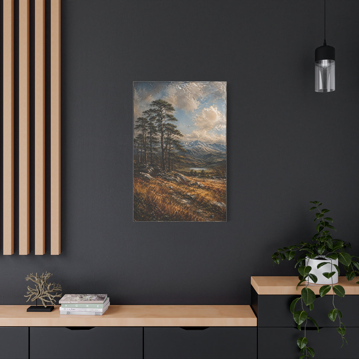 Mountain Pine Landscape Oil Painting Trees Wall Art & Canvas Print