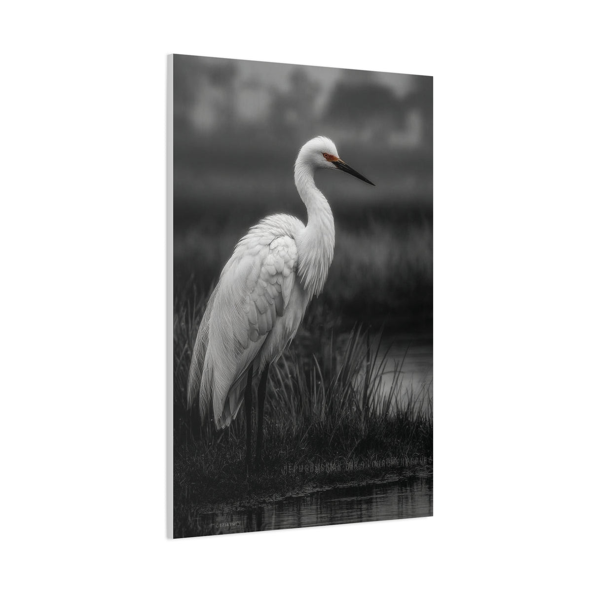 Light Grey Crane Mist Portrait Wall Art & Canvas Print