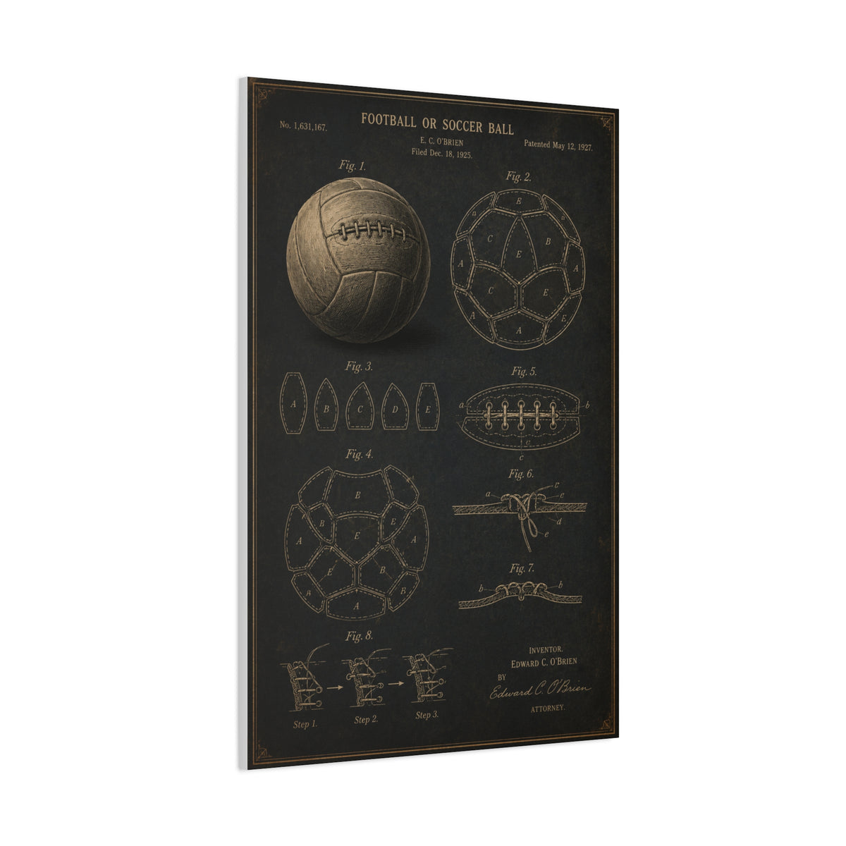 Vintage Soccer Ball Patent Sports Wall Art & Canvas Print