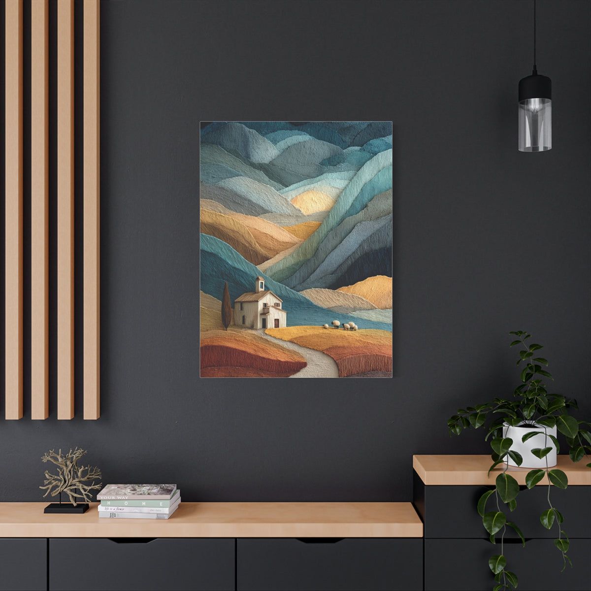 Abstract Farmhouse Landscape Composition Wall Art & Canvas Print
