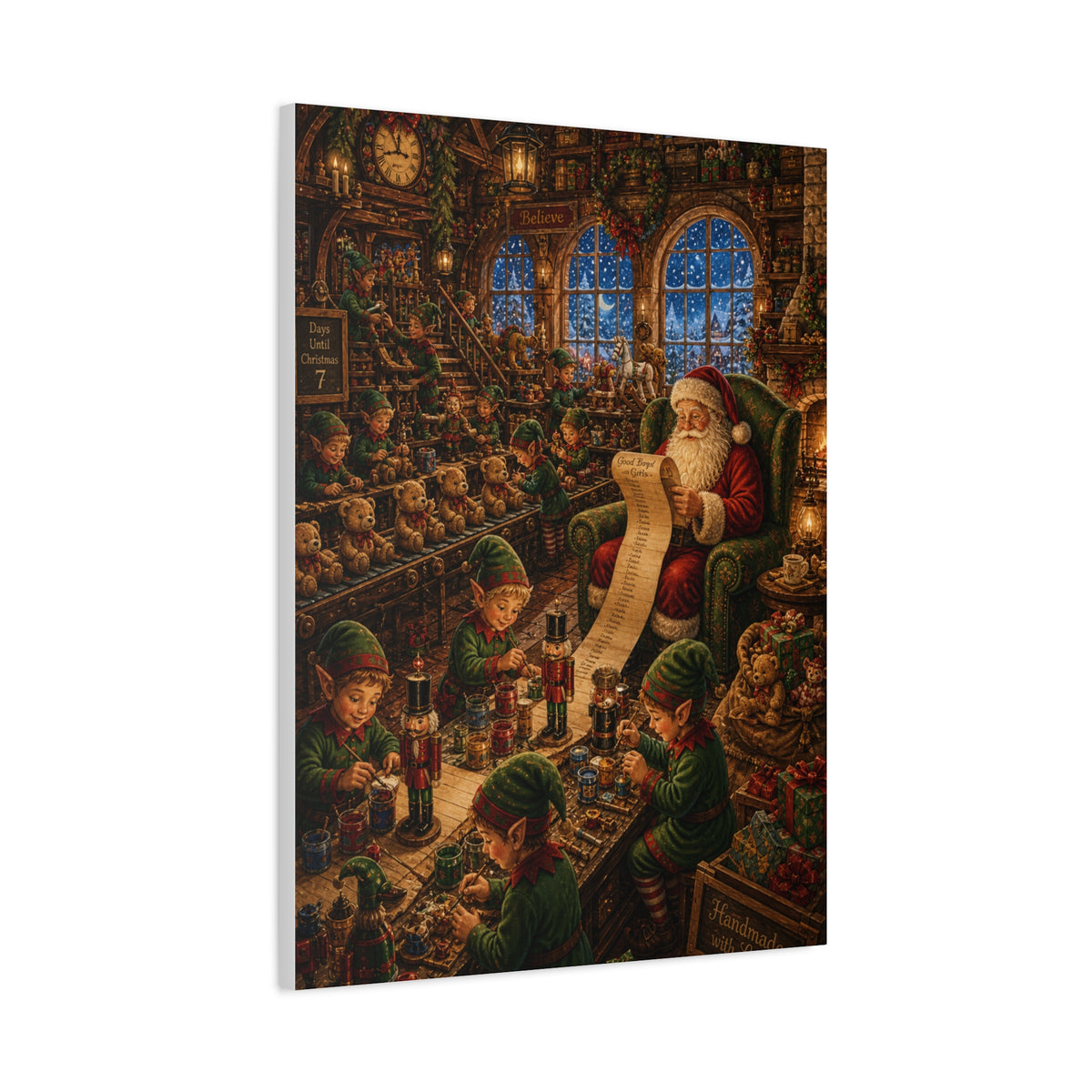 Cozy Traditional Santa Workshop Wall Art & Canvas Print