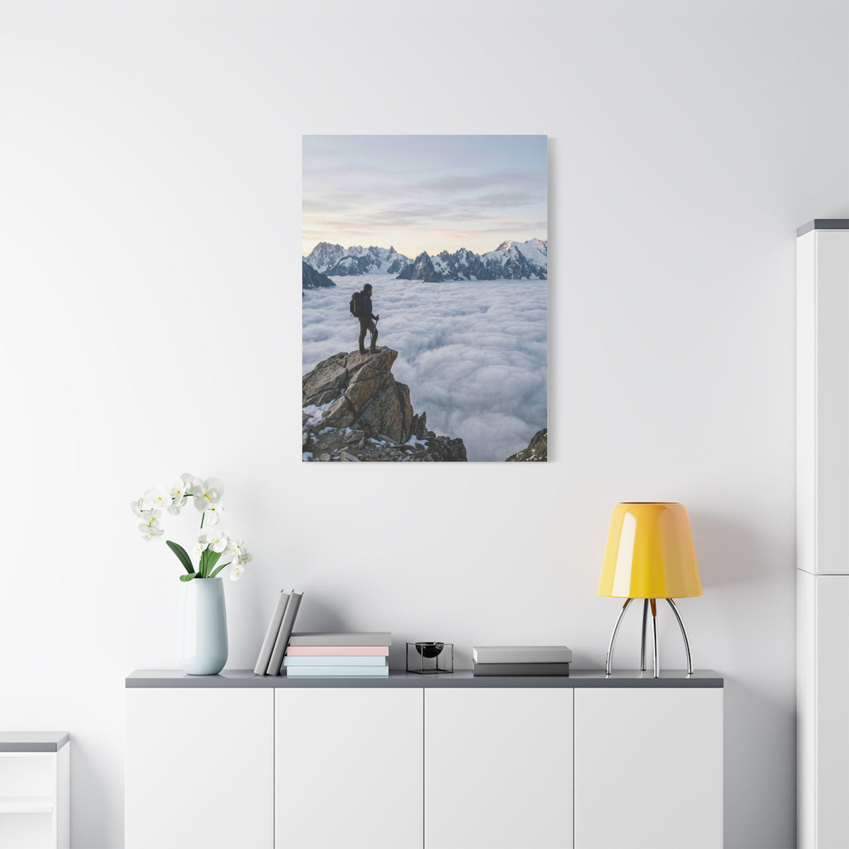 High Altitude Cloud Sea & Hiker Wall Art & Canvas Print