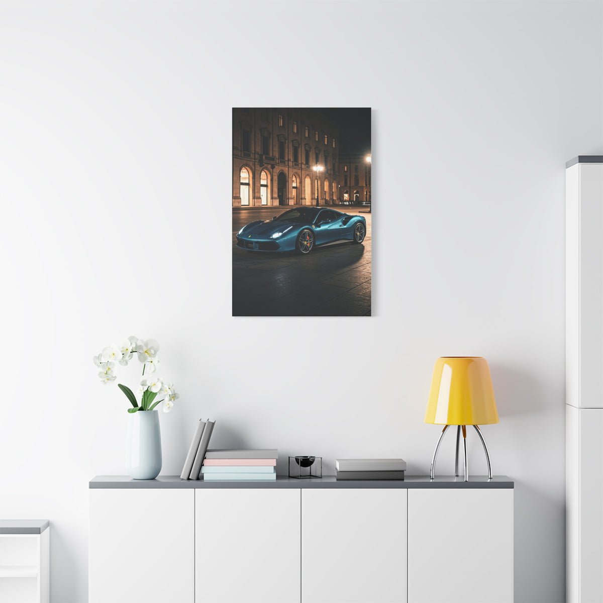 Ferrari 488 GTB Night City Square Wall Art & Canvas Prints